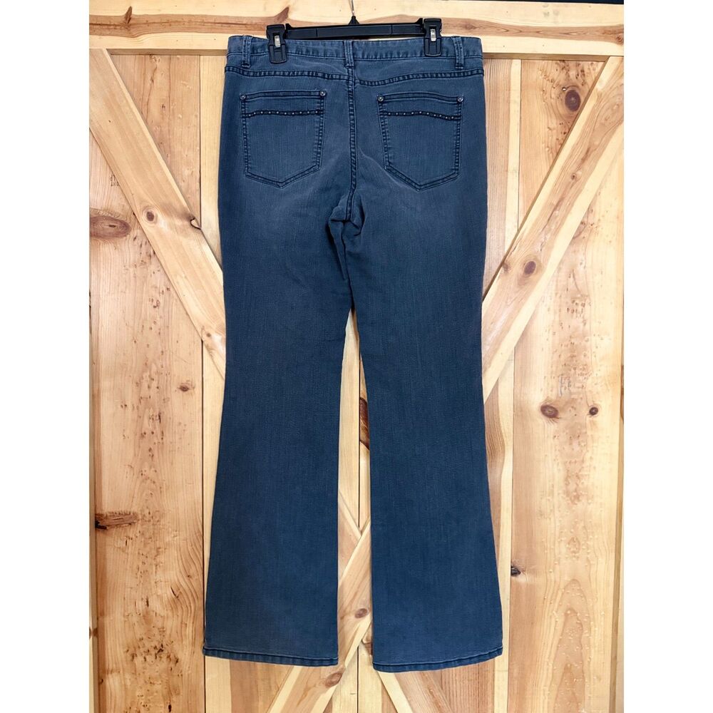Vintage Y2K Caché Studded Pocket Hip Black Bootcut Jeans Mid Rise Flare Denim 10
